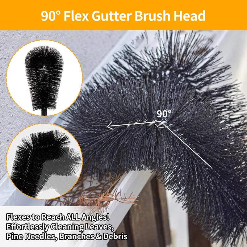 winying 10.5FT Gutter Cleaning Tools from The Ground, Adjustable Rain Gutter Cleaning Brush with Pole, Long-Reach Gutter Cleaner & Brush, Ladder-Free Removal of Leaves, Branches & Debris - Image 5